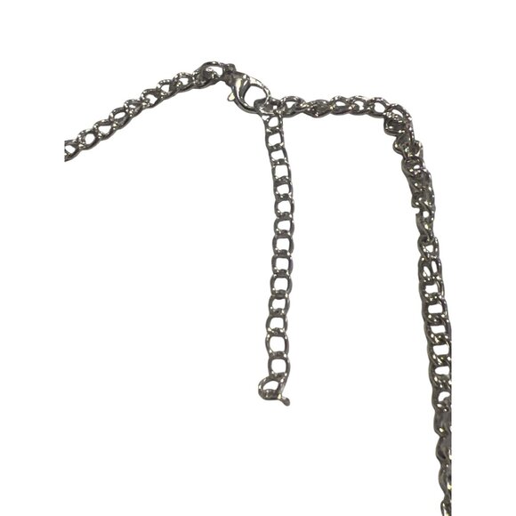 Silver Tone Articulated Faux Pearl Rhinestone Collar Necklace Choker Adj 19" - Picture 4 of 4